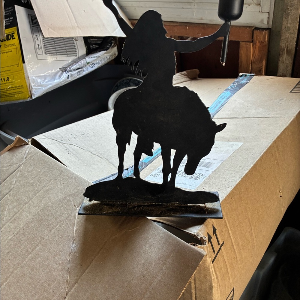 Black Metal Cowboy Silhouette Decor